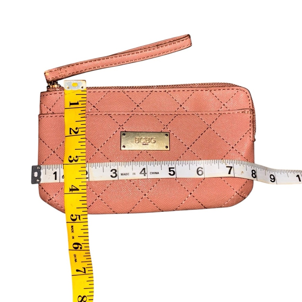 BCBG Coral Faux Leather Wristlet Good Condition